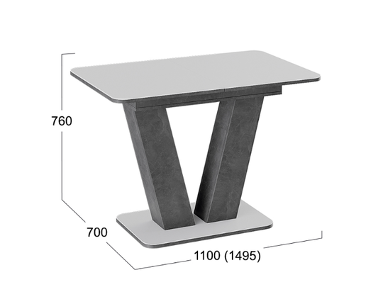 Стол обеденный гарда тип 1 белый стекло матовое черный графит
